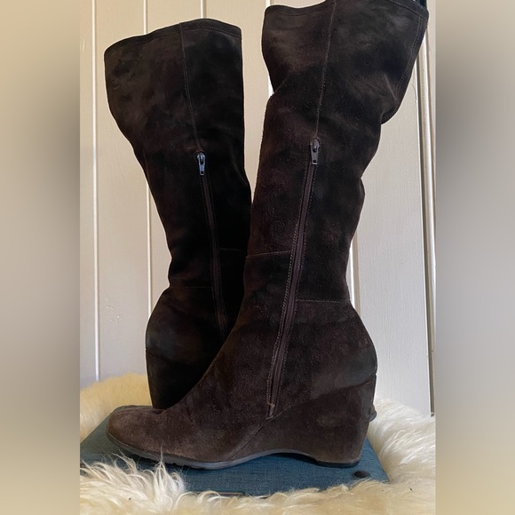 FRANCO SARTO Suede Tall Wedge Boots - Picture 9 of 10